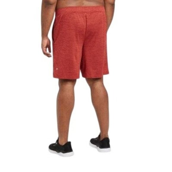 Mens Textured Red Athletic Shorts With Elastic Waistband & Drawstring Medium 9 - Picture 2 of 10